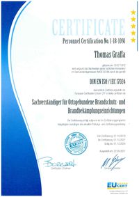 SV, ISO 17024-Brandschutz, EU-CERT, ZERT-Nr.1-18-1091 (GT) 2021.09.22